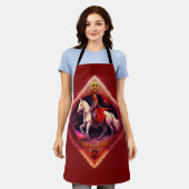 赤い岬に着いた装甲騎士が一角獣に乗る エプロン (着用した状態)