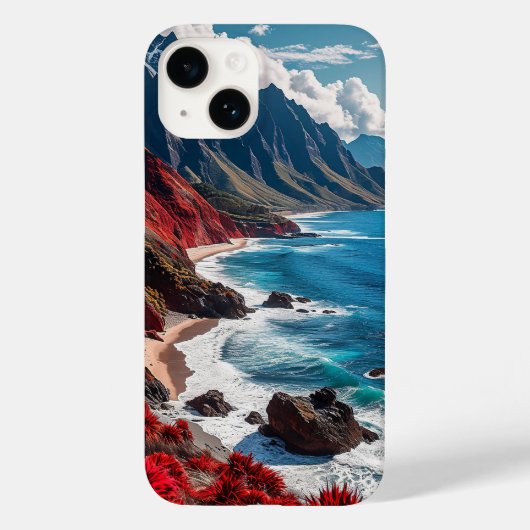 赤い崖を鮮やか持つ海岸風景 Case-Mate iPhoneケース (裏面)