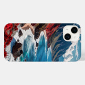 赤い崖を鮮やか持つ海岸風景 Case-Mate iPhoneケース (裏面 (横))