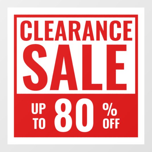 赤い巨大なクリアランス販売ストアのウィンドウにしがみつく ウィンドウサイン (シート)