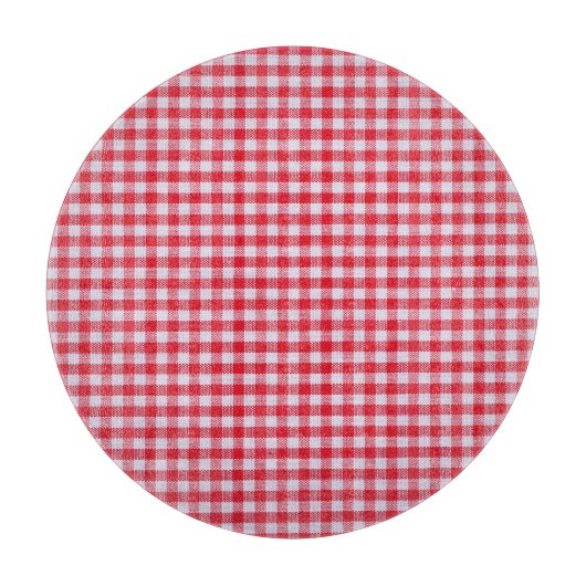 赤い市松模様にテーブルクロス閉じる。 カッティングボード (正面)