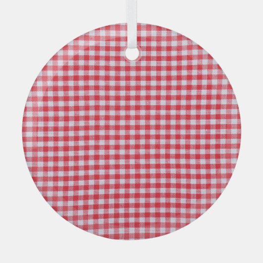 赤い市松模様にテーブルクロス閉じる。 ガラスオーナメント (正面)