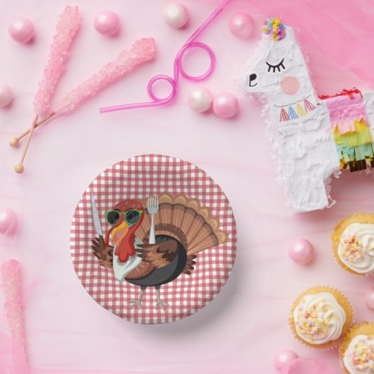 赤い市松模様に紙の器とトルコの時間 ペーパーボウル (パーティー)