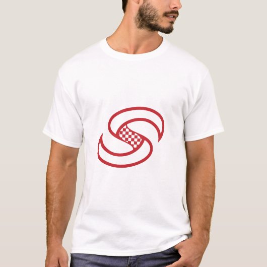 赤い市松模様のスパイラル スピード Tシャツ (正面)