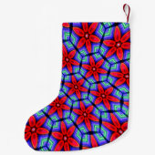 赤い布の花パターン スモールクリスマスストッキング (裏面)