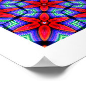 赤い布の花パターン ポスター (角)