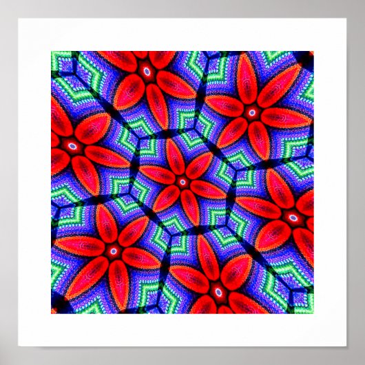 赤い布の花パターン ポスター (正面)