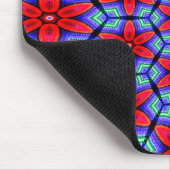 赤い布の花パターン マウスパッド (コーナー)