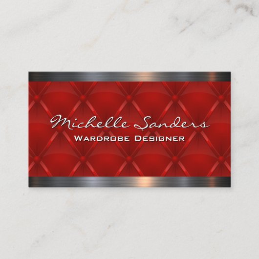 赤い布張り金属トリム 名刺 (正面)