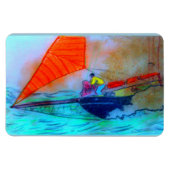 赤い帆のスクーナー船の写真マグネット マグネット (横)