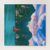 赤い帆を持つ小さなベトナム人船 ジグソーパズル (横)