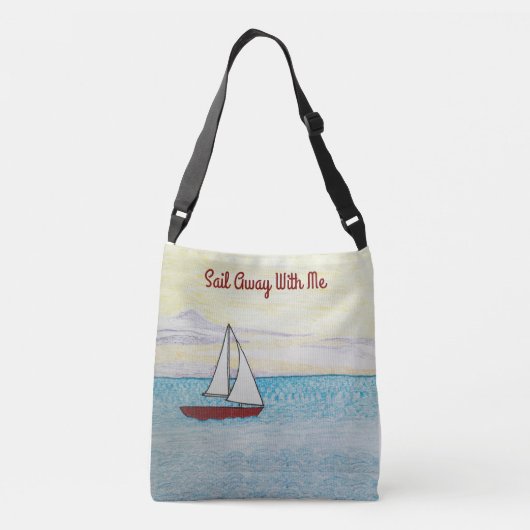 赤い帆船が僕遠くにと一緒に航海する クロスボディバッグ (裏面)
