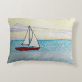赤い帆船アクセント枕 アクセントクッション (裏面)