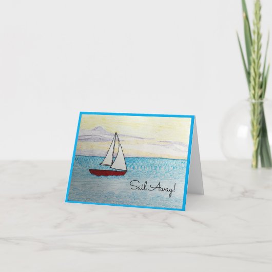 赤い帆船 – 帆遠くに!あいさつ空白のカード ノートカード (正面)