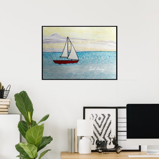 赤い帆船 – 帆遠くに! ポスター (ホームオフィス)