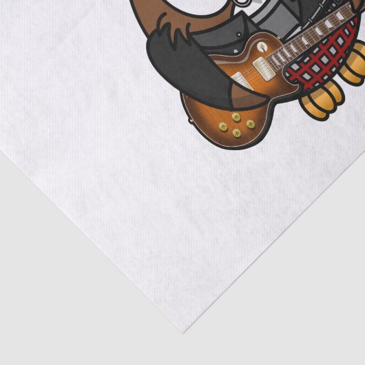 赤い帽子が付いているギターを演奏している白いおよび茶色のフクロウ 薄葉紙 (詳細)