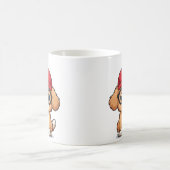 赤い帽子とメガネをかけたかわいい子犬 | 漫画の犬 コーヒーマグカップ (中央)