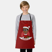 赤い帽子と眼鏡のエプロンを持つクリスマスの少年 エプロン (着用した状態)