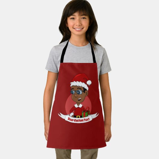 赤い帽子と眼鏡のエプロンを持つクリスマスの少年 エプロン (インサイチュ)