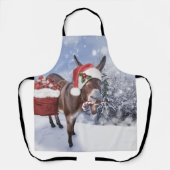 赤い帽子のおもしろいクリスマスロバ エプロン (正面)