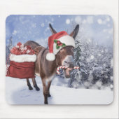 赤い帽子のおもしろいクリスマスロバ マウスパッド (正面)