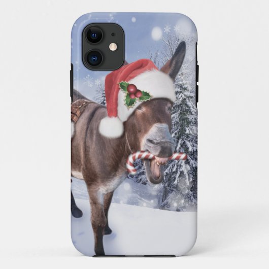 赤い帽子のおもしろいクリスマスロバ Case-Mate iPhoneケース (裏面)