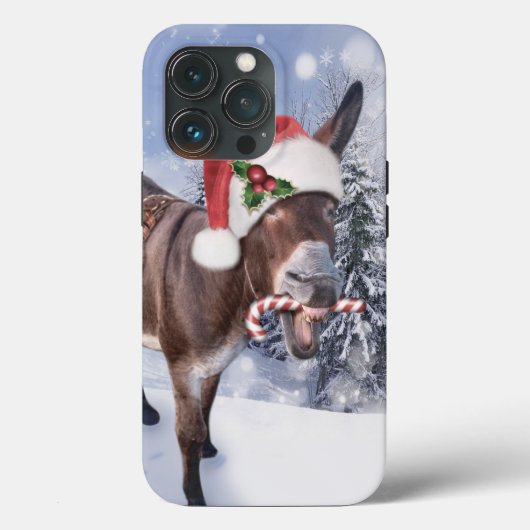 赤い帽子のおもしろいクリスマスロバ Case-Mate iPhoneケース (裏面)