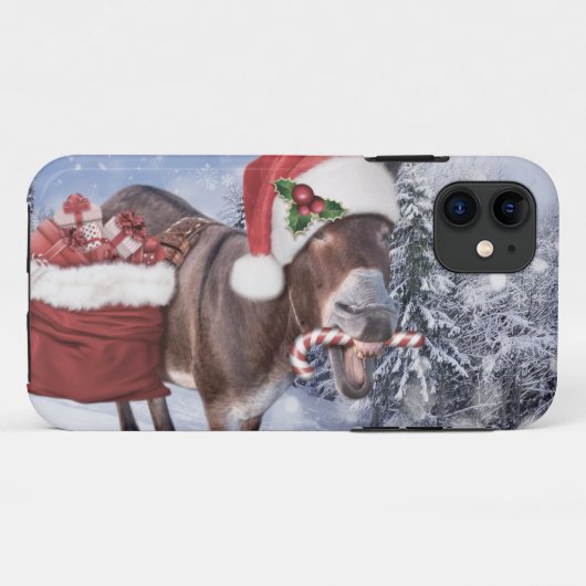 赤い帽子のおもしろいクリスマスロバ Case-Mate iPhoneケース (裏面(横))
