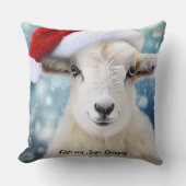 赤い帽子のクリスマスを着たかわいい羊 クッション (正面)