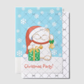 赤い帽子のクリスマス猫のパーティーグッズ ベラム紙招待状 (オフセット (招待状))