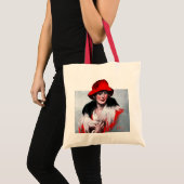 赤い帽子の女性 トートバッグ (正面(商品))