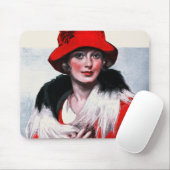 赤い帽子の女性 マウスパッド (マウス)