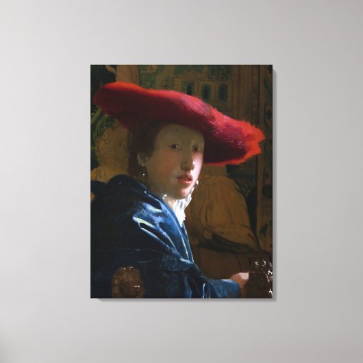 『赤い帽子の少女』（ Johannes Vermeer 作） キャンバスプリント (正面)