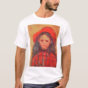 赤い帽子の若い女の子 Tシャツ