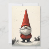 赤い帽子の陽気な冬の小人 招待状 (正面)