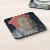 赤い帽子の髭がある人のポートレート、1520年(油 コースター (左側)