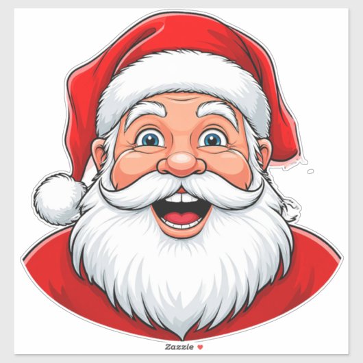 赤い帽子をかぶったクリスマスのサンタクロースの笑顔 シール (シート)