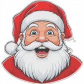 赤い帽子をかぶったクリスマスのサンタクロースの笑顔 シール (正面)