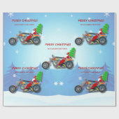 赤い帽子をかぶったクリスマス·サンタライディング·チョッパー·バイク ラッピングペーパー (フラット)