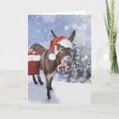 赤い帽子をかぶったユーモアたっぷりのクリスマスロバ カード (正面)