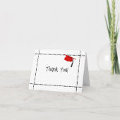 赤い帽子をかぶった卒業祝いありがとう サンキューカード (正面)