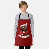 赤い帽子をかぶった可愛いクリスマスガール – 漫画 エプロン (着用した状態)