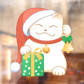 赤い帽子をかぶった白いクリスマス猫 ウィンドウサイン (シート2)