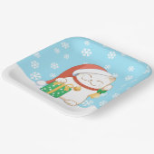 赤い帽子をかぶった白いクリスマス猫 ペーパープレート (傾斜あり)