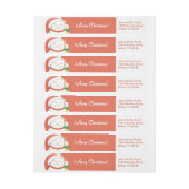 赤い帽子をかぶった白いクリスマス猫 ラップアラウンドラベル (シート)