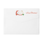 赤い帽子をかぶった白いクリスマス猫 ラップアラウンドラベル (裏面)