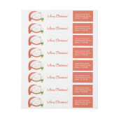 赤い帽子をかぶった白いクリスマス猫 ラップアラウンドラベル (シート)