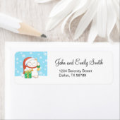 赤い帽子をかぶった白いクリスマス猫 ラベル (インサイチュ)