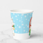 赤い帽子をかぶった白いクリスマス猫 紙コップ (右)