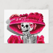 赤い帽子をかぶった笑う骨格女性 ポストカード (正面)
